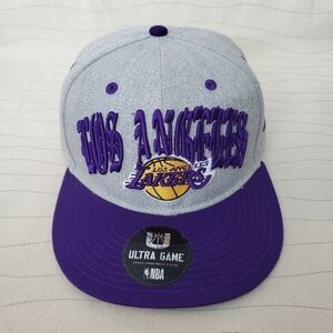 NEW Ultra Game NBA Los Angeles Lakers Hat LA Gray Purple Snapback Cap GTA Script
